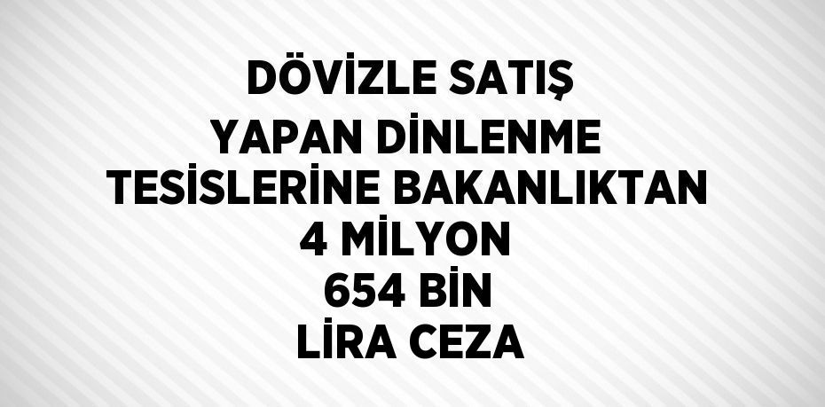 DÖVİZLE SATIŞ YAPAN DİNLENME TESİSLERİNE BAKANLIKTAN 4 MİLYON 654 BİN LİRA CEZA