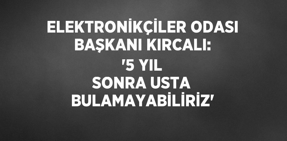 ELEKTRONİKÇİLER ODASI BAŞKANI KIRCALI: '5 YIL SONRA USTA BULAMAYABİLİRİZ'