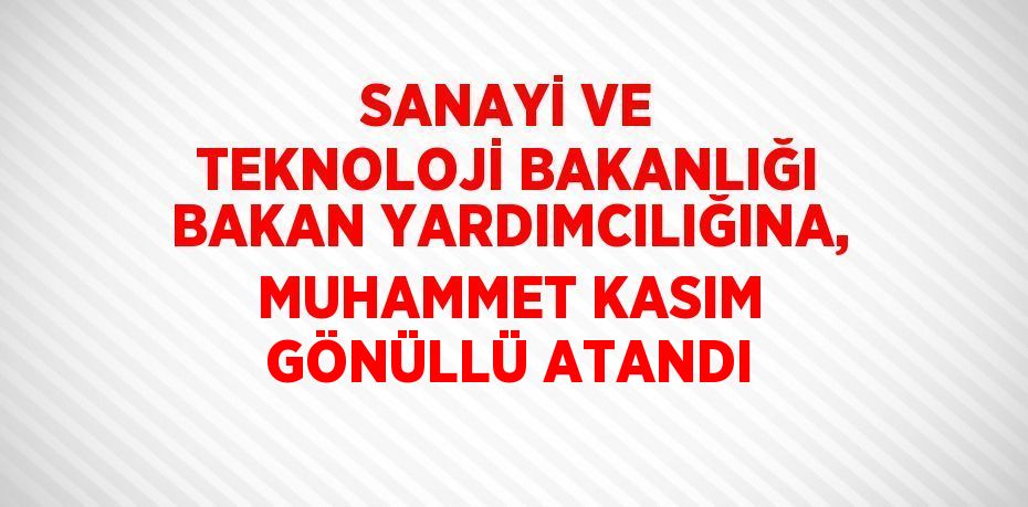 SANAYİ VE TEKNOLOJİ BAKANLIĞI BAKAN YARDIMCILIĞINA, MUHAMMET KASIM GÖNÜLLÜ ATANDI