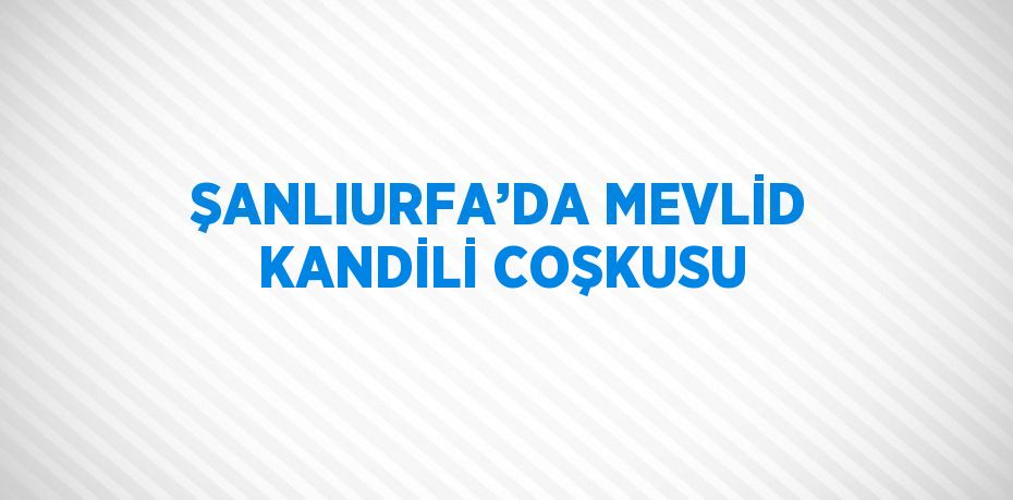 ŞANLIURFA’DA MEVLİD KANDİLİ COŞKUSU