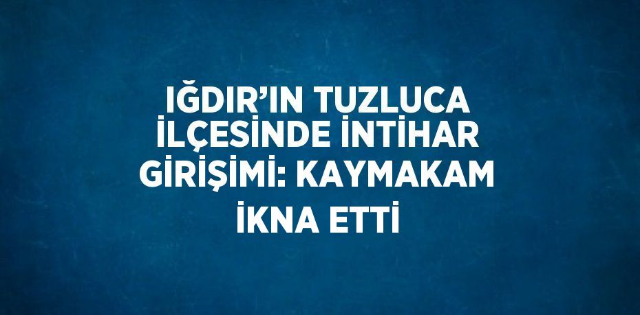 IĞDIR’IN TUZLUCA İLÇESİNDE İNTİHAR GİRİŞİMİ: KAYMAKAM İKNA ETTİ