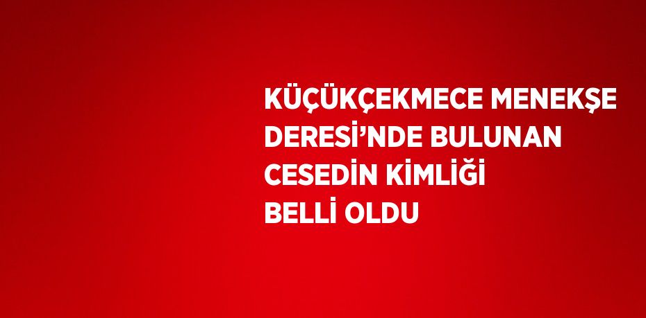 KÜÇÜKÇEKMECE MENEKŞE DERESİ’NDE BULUNAN CESEDİN KİMLİĞİ BELLİ OLDU