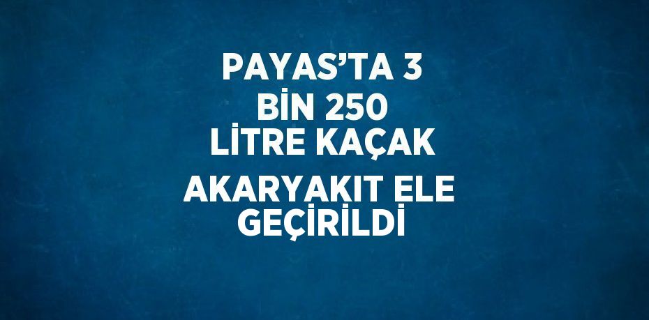 PAYAS’TA 3 BİN 250 LİTRE KAÇAK AKARYAKIT ELE GEÇİRİLDİ