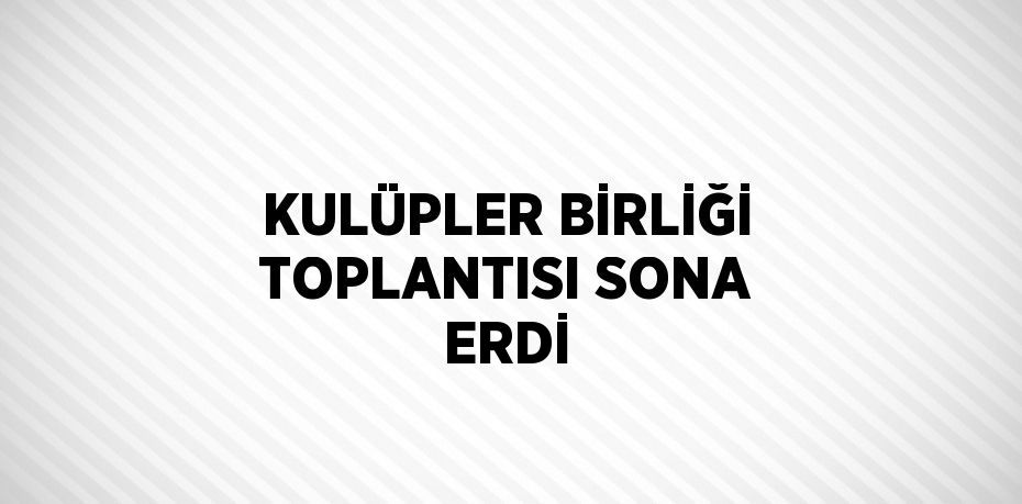 KULÜPLER BİRLİĞİ TOPLANTISI SONA ERDİ