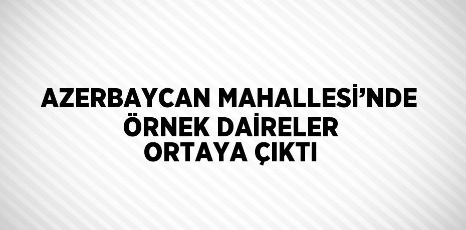 AZERBAYCAN MAHALLESİ’NDE ÖRNEK DAİRELER ORTAYA ÇIKTI