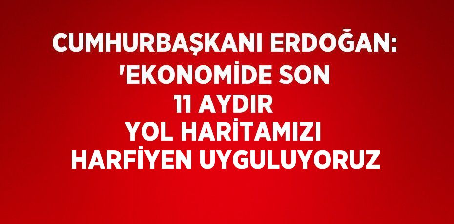 CUMHURBAŞKANI ERDOĞAN: 'EKONOMİDE SON 11 AYDIR YOL HARİTAMIZI HARFİYEN UYGULUYORUZ