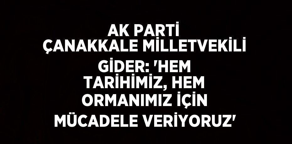 AK PARTİ ÇANAKKALE MİLLETVEKİLİ GİDER: 'HEM TARİHİMİZ, HEM ORMANIMIZ İÇİN MÜCADELE VERİYORUZ'