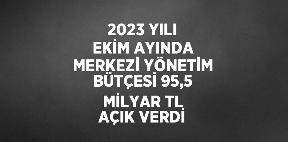 2023 YILI EKİM AYINDA MERKEZİ YÖNETİM BÜTÇESİ 95,5 MİLYAR TL AÇIK VERDİ