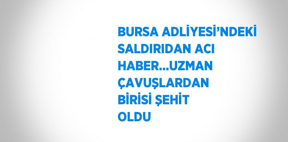 BURSA ADLİYESİ’NDEKİ SALDIRIDAN ACI HABER...UZMAN ÇAVUŞLARDAN BİRİSİ ŞEHİT OLDU