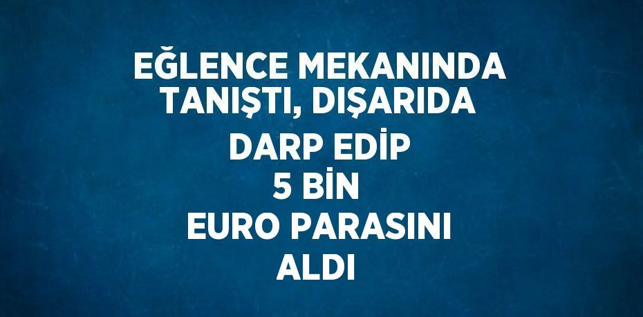 EĞLENCE MEKANINDA TANIŞTI, DIŞARIDA DARP EDİP 5 BİN EURO PARASINI ALDI