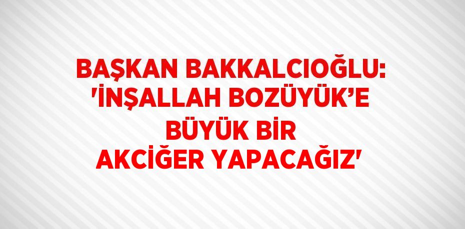 BAŞKAN BAKKALCIOĞLU: 'İNŞALLAH BOZÜYÜK’E BÜYÜK BİR AKCİĞER YAPACAĞIZ'