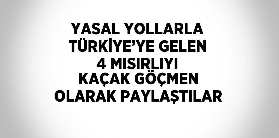 YASAL YOLLARLA TÜRKİYE’YE GELEN 4 MISIRLIYI KAÇAK GÖÇMEN OLARAK PAYLAŞTILAR