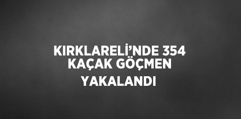 KIRKLARELİ’NDE 354 KAÇAK GÖÇMEN YAKALANDI