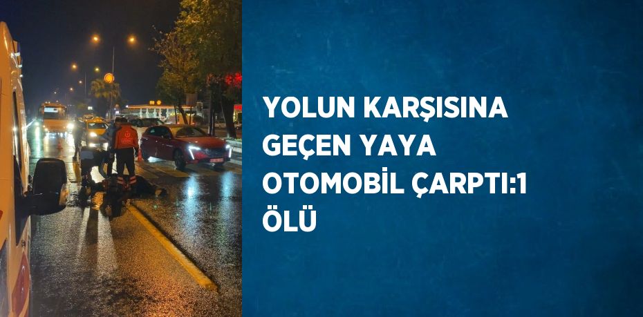 YOLUN KARŞISINA GEÇEN YAYA OTOMOBİL ÇARPTI:1 ÖLÜ