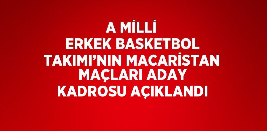 A MİLLİ ERKEK BASKETBOL TAKIMI’NIN MACARİSTAN MAÇLARI ADAY KADROSU AÇIKLANDI