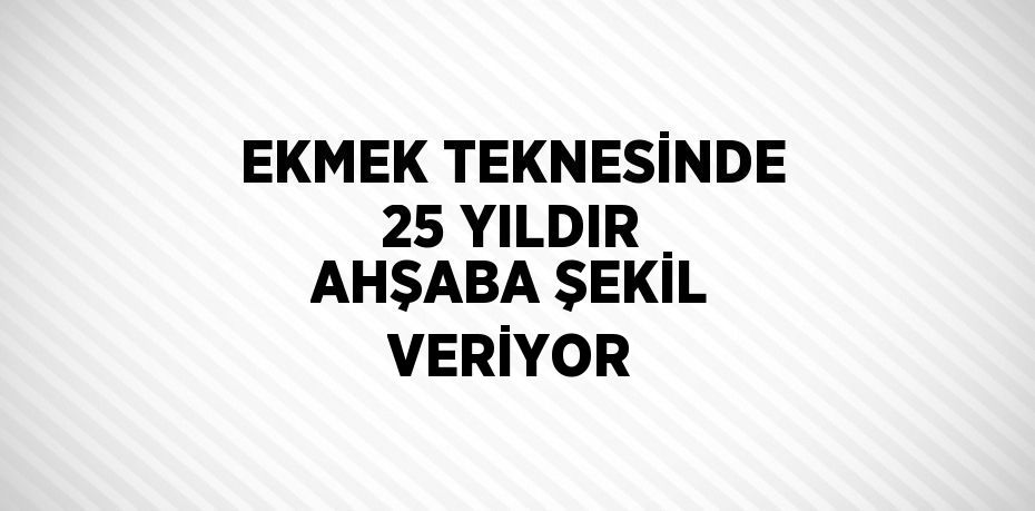 EKMEK TEKNESİNDE 25 YILDIR AHŞABA ŞEKİL VERİYOR