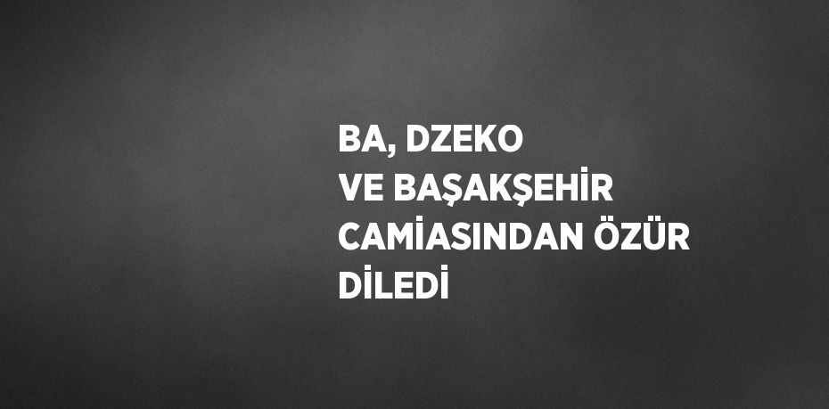 BA, DZEKO VE BAŞAKŞEHİR CAMİASINDAN ÖZÜR DİLEDİ