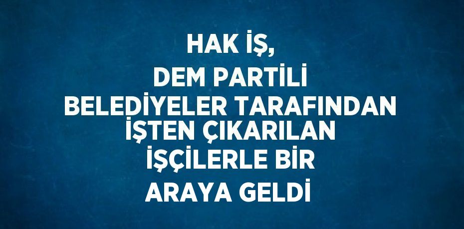 HAK İŞ, DEM PARTİLİ BELEDİYELER TARAFINDAN İŞTEN ÇIKARILAN İŞÇİLERLE BİR ARAYA GELDİ