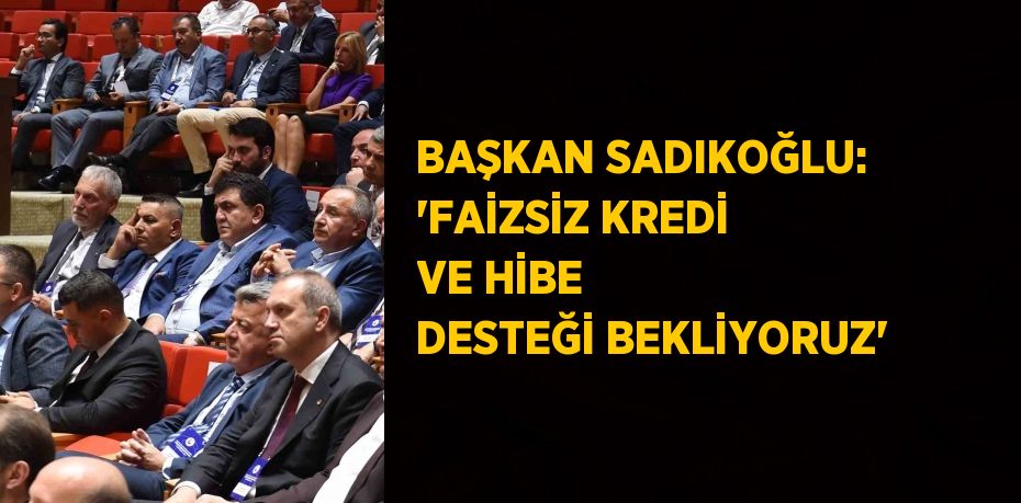 BAŞKAN SADIKOĞLU: 'FAİZSİZ KREDİ VE HİBE DESTEĞİ BEKLİYORUZ'