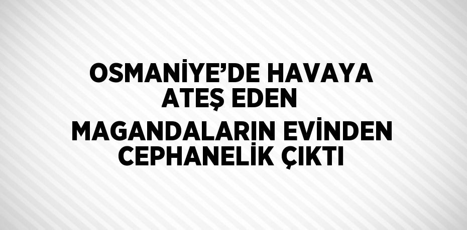 OSMANİYE’DE HAVAYA ATEŞ EDEN MAGANDALARIN EVİNDEN CEPHANELİK ÇIKTI