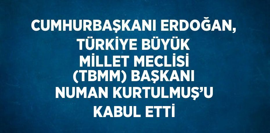 CUMHURBAŞKANI ERDOĞAN, TÜRKİYE BÜYÜK MİLLET MECLİSİ (TBMM) BAŞKANI NUMAN KURTULMUŞ’U KABUL ETTİ