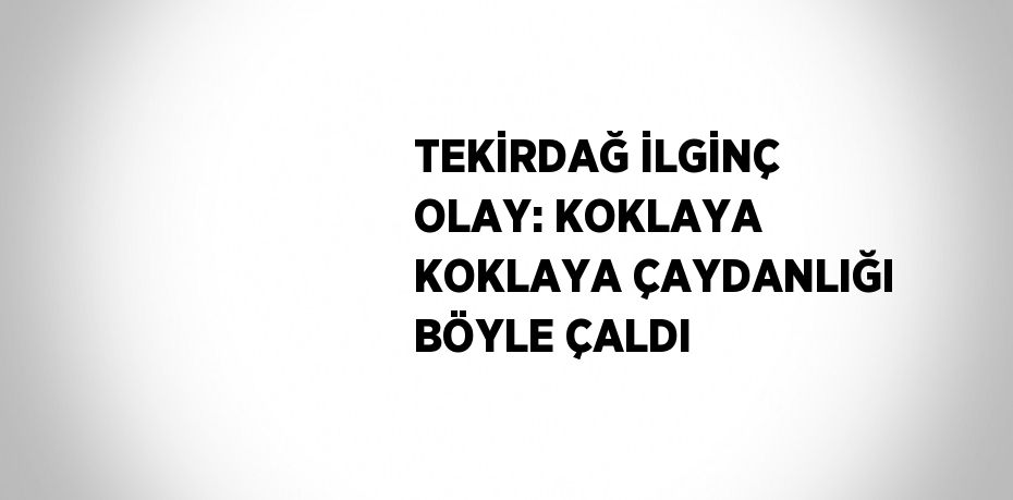 TEKİRDAĞ İLGİNÇ OLAY: KOKLAYA KOKLAYA ÇAYDANLIĞI BÖYLE ÇALDI