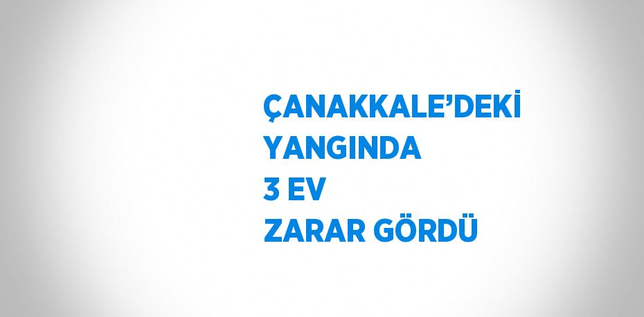 ÇANAKKALE’DEKİ YANGINDA 3 EV ZARAR GÖRDÜ