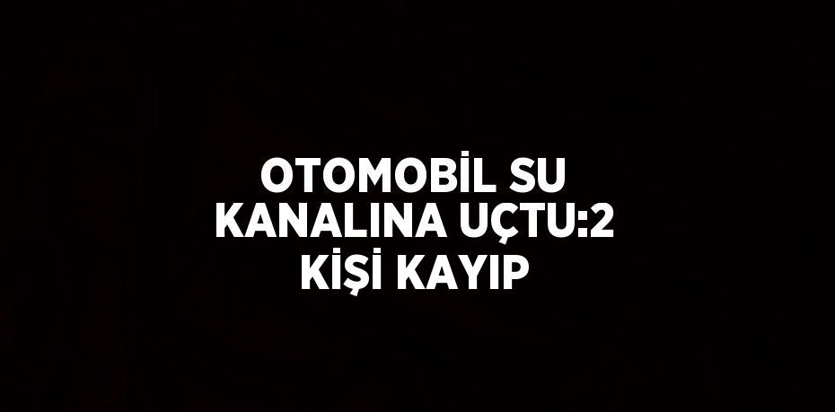 OTOMOBİL SU KANALINA UÇTU:2 KİŞİ KAYIP