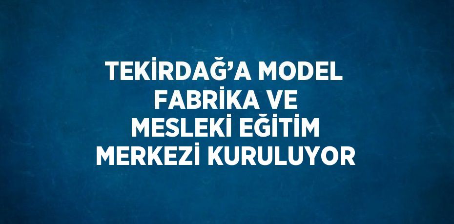 TEKİRDAĞ’A MODEL FABRİKA VE MESLEKİ EĞİTİM MERKEZİ KURULUYOR