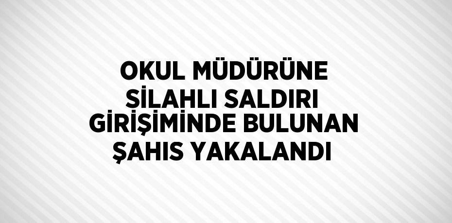 OKUL MÜDÜRÜNE SİLAHLI SALDIRI GİRİŞİMİNDE BULUNAN ŞAHIS YAKALANDI