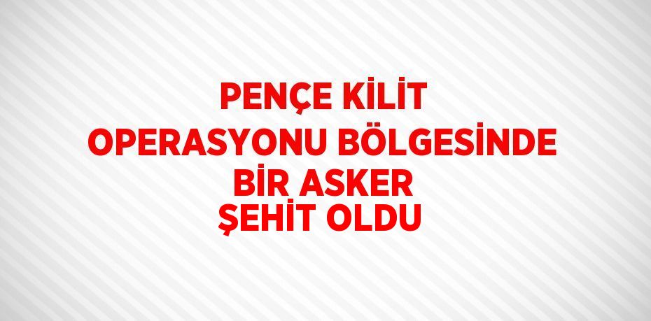 PENÇE KİLİT OPERASYONU BÖLGESİNDE BİR ASKER ŞEHİT OLDU