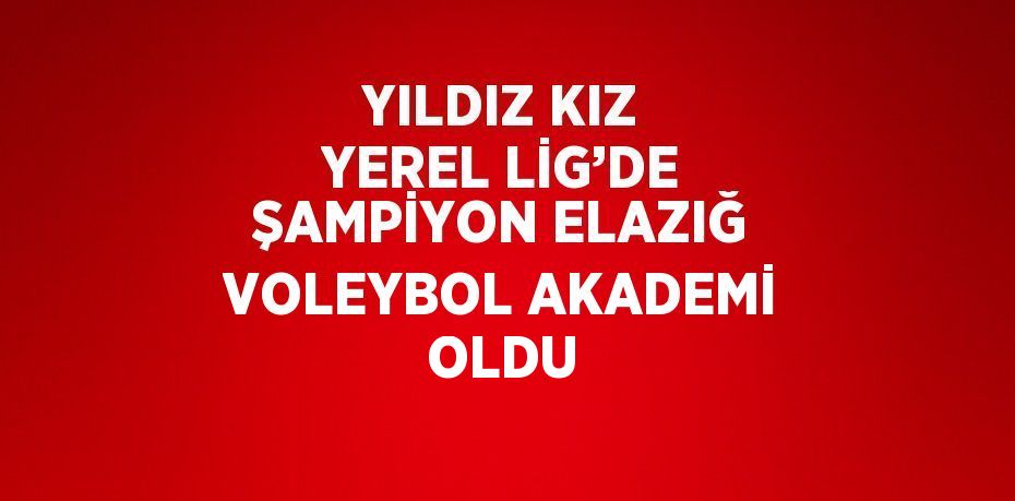 YILDIZ KIZ YEREL LİG’DE ŞAMPİYON ELAZIĞ VOLEYBOL AKADEMİ OLDU