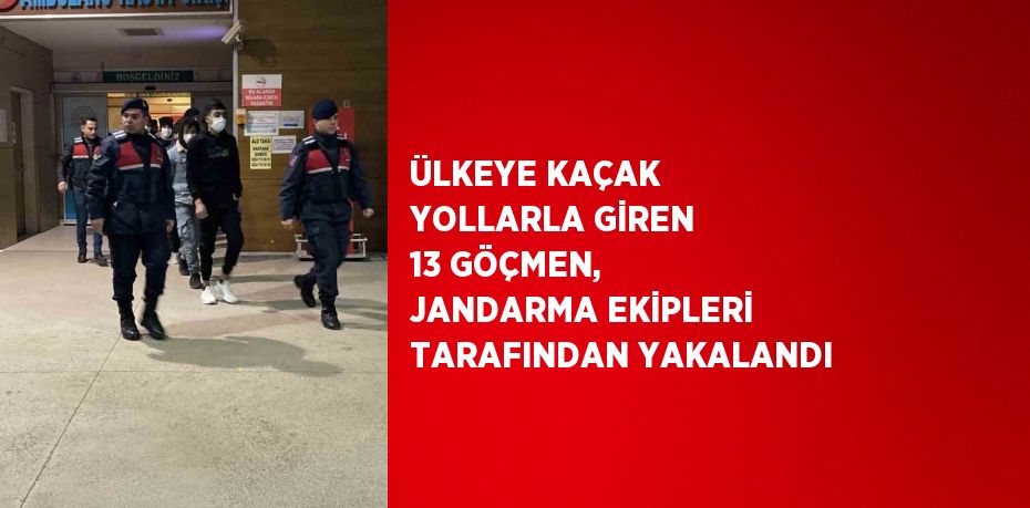 ÜLKEYE KAÇAK YOLLARLA GİREN 13 GÖÇMEN, JANDARMA EKİPLERİ TARAFINDAN YAKALANDI