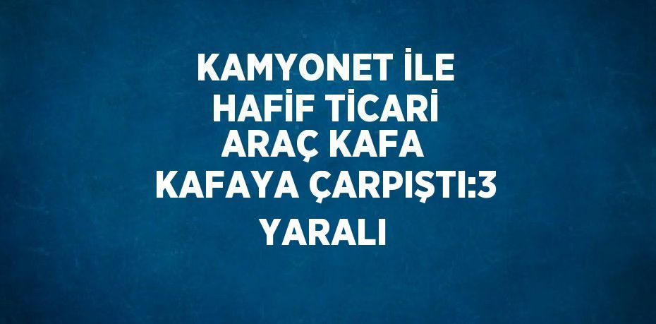 KAMYONET İLE HAFİF TİCARİ ARAÇ KAFA KAFAYA ÇARPIŞTI:3 YARALI