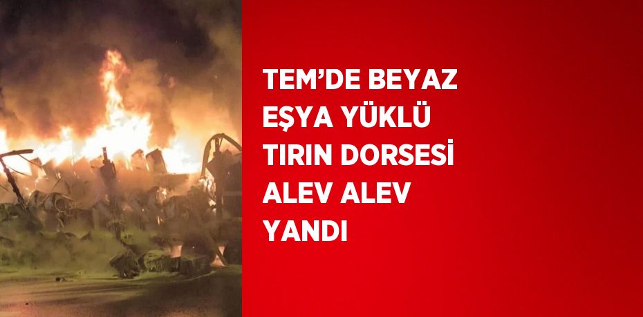 TEM’DE BEYAZ EŞYA YÜKLÜ TIRIN DORSESİ ALEV ALEV YANDI