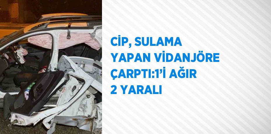 CİP, SULAMA YAPAN VİDANJÖRE ÇARPTI:1’İ AĞIR 2 YARALI