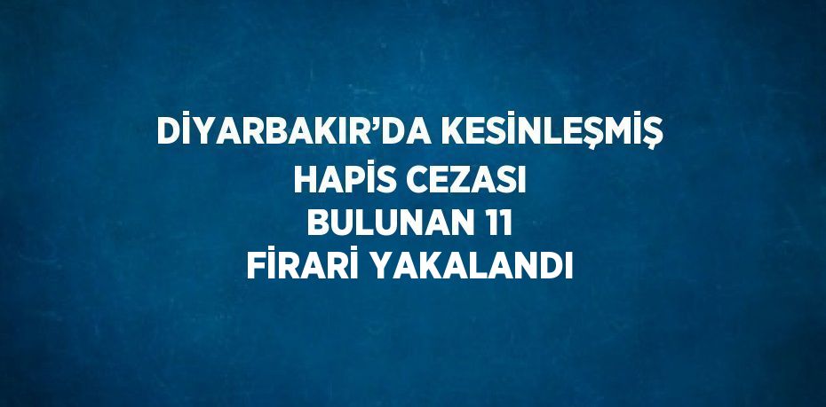 DİYARBAKIR’DA KESİNLEŞMİŞ HAPİS CEZASI BULUNAN 11 FİRARİ YAKALANDI