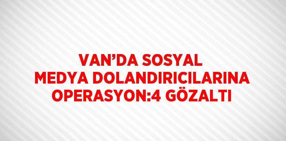 VAN’DA SOSYAL MEDYA DOLANDIRICILARINA OPERASYON:4 GÖZALTI