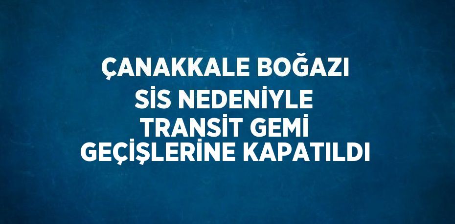 ÇANAKKALE BOĞAZI SİS NEDENİYLE TRANSİT GEMİ GEÇİŞLERİNE KAPATILDI