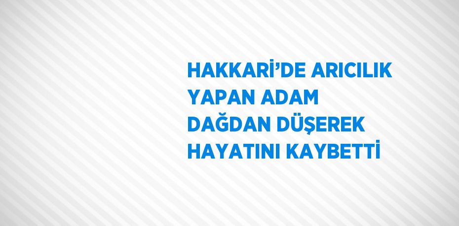 HAKKARİ’DE ARICILIK YAPAN ADAM DAĞDAN DÜŞEREK HAYATINI KAYBETTİ