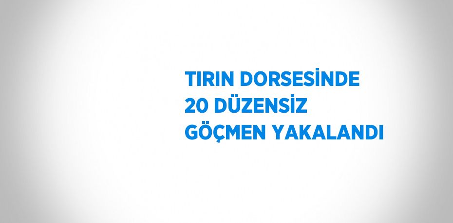 TIRIN DORSESİNDE 20 DÜZENSİZ GÖÇMEN YAKALANDI