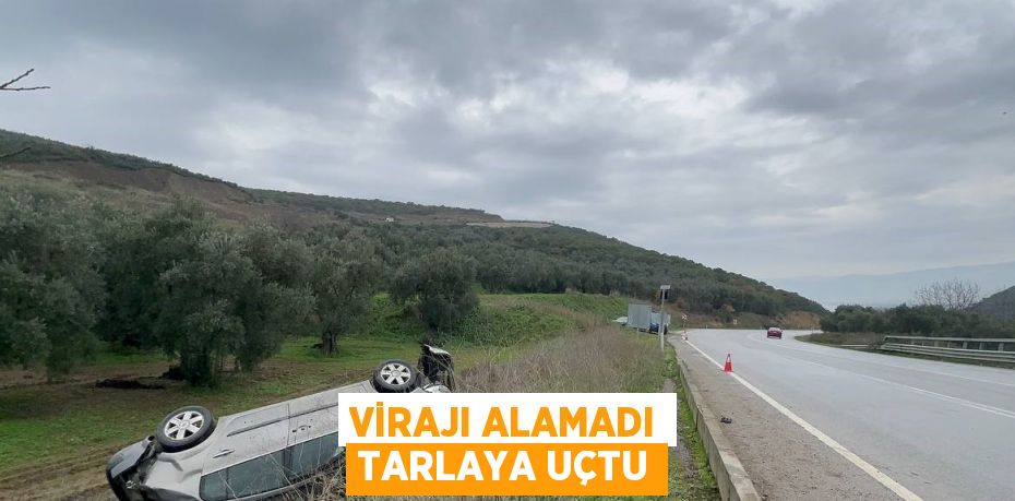 VİRAJI ALAMADI TARLAYA UÇTU