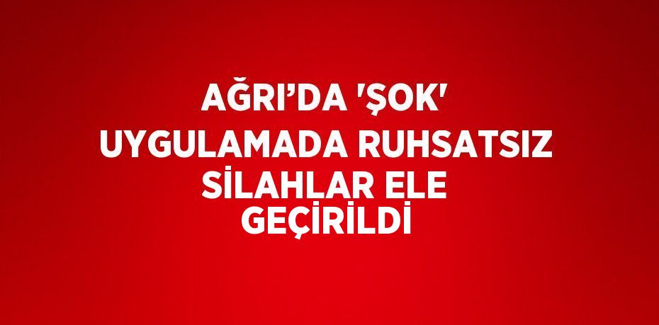 AĞRI’DA 'ŞOK' UYGULAMADA RUHSATSIZ SİLAHLAR ELE GEÇİRİLDİ