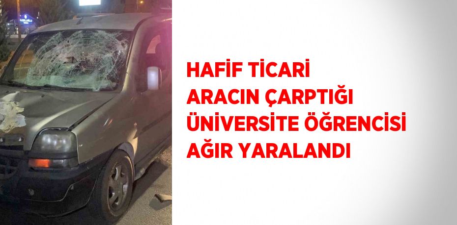 HAFİF TİCARİ ARACIN ÇARPTIĞI ÜNİVERSİTE ÖĞRENCİSİ AĞIR YARALANDI