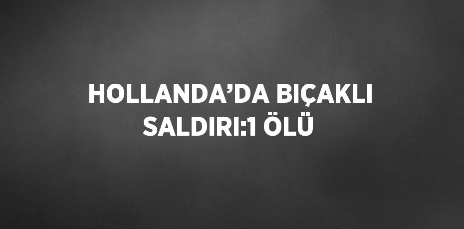 HOLLANDA’DA BIÇAKLI SALDIRI:1 ÖLÜ