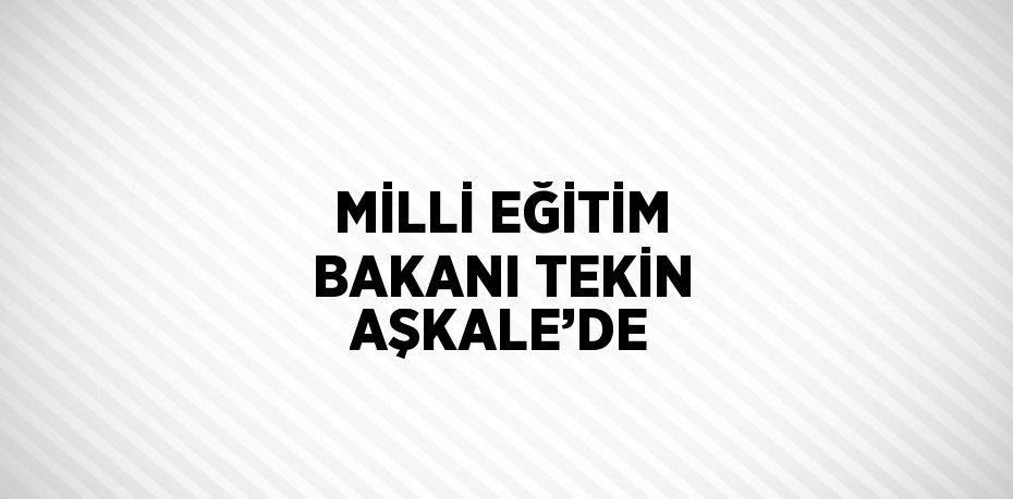 MİLLİ EĞİTİM BAKANI TEKİN AŞKALE’DE