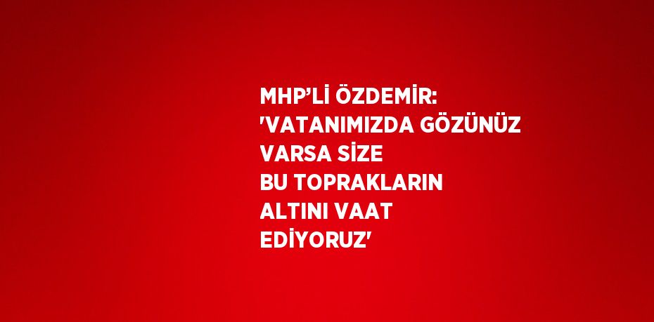 MHP’Lİ ÖZDEMİR: 'VATANIMIZDA GÖZÜNÜZ VARSA SİZE BU TOPRAKLARIN ALTINI VAAT EDİYORUZ'