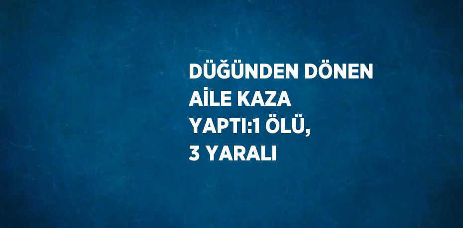 DÜĞÜNDEN DÖNEN AİLE KAZA YAPTI:1 ÖLÜ, 3 YARALI