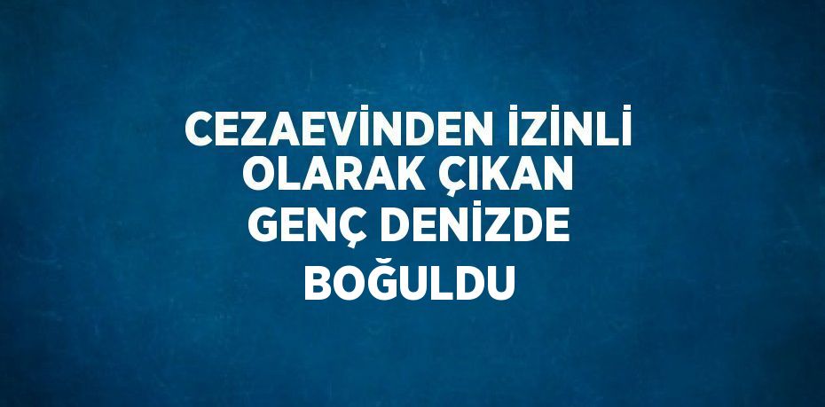 CEZAEVİNDEN İZİNLİ OLARAK ÇIKAN GENÇ DENİZDE BOĞULDU