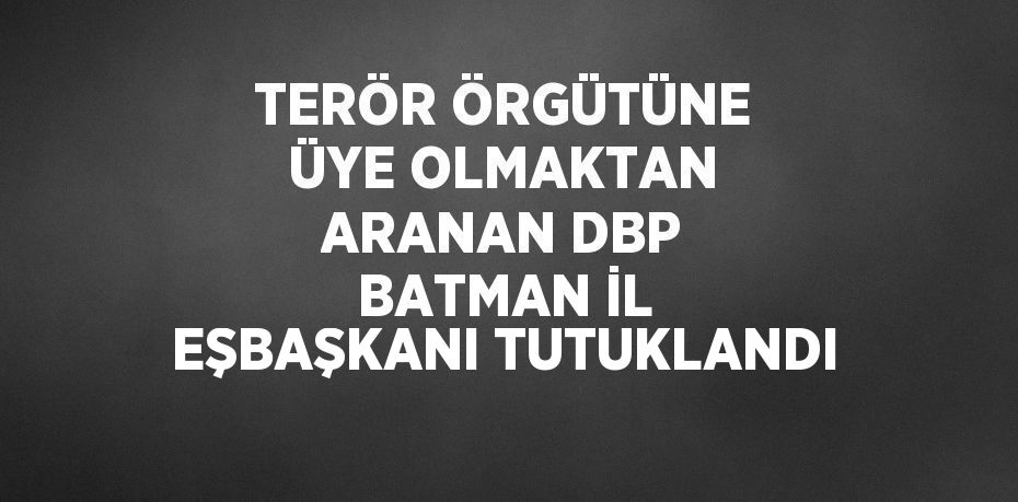 TERÖR ÖRGÜTÜNE ÜYE OLMAKTAN ARANAN DBP BATMAN İL EŞBAŞKANI TUTUKLANDI